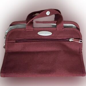💥Vintage Samsonite Maroon Travel Cosmetic Make Up Toiletry Bag Case Fold Up